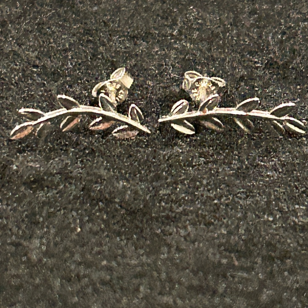 Sterling Olive Branch Post Earrings